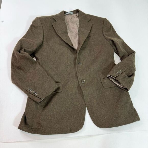 Oscar De La Renta Jacket Mens 42R Sport Coat Wool Cashmere Brown 2 Button - Picture 4 of 11